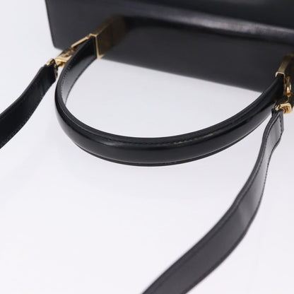 Salvatore Ferragamo Gancini Top Handle Leather, Black, Patent Leather, Handbag