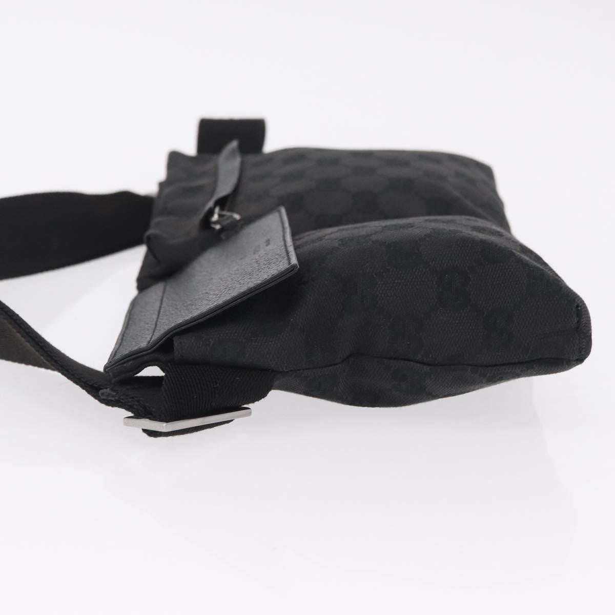 Gucci Two Pocket Belt Bag GG Canvas, Black, Canvas, Handbag