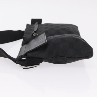 Gucci Two Pocket Belt Bag GG Canvas, Black, Canvas, Handbag