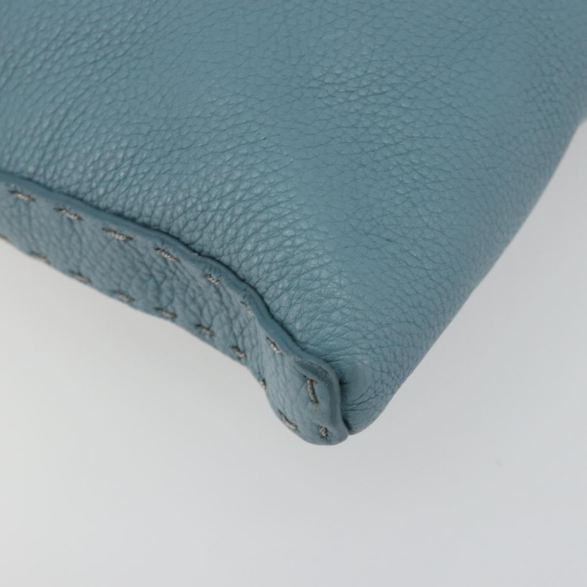 Fendi Vintage Selleria Zip Messenger Leather, Blue, Leather, Shoulder Bag