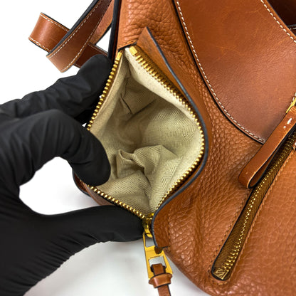 Loewe Hammock Leather, Brown, Leather, Handbag