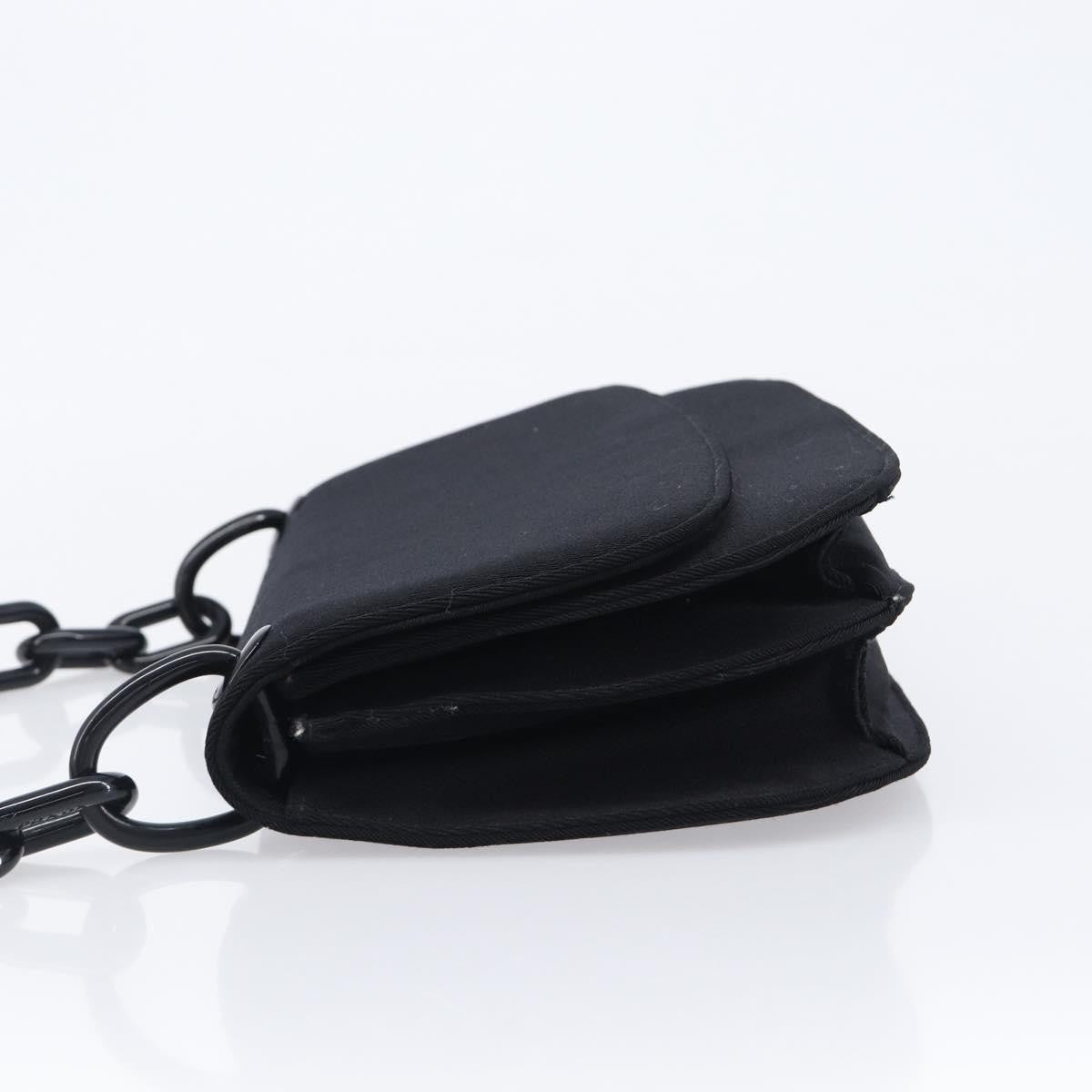 Prada Plastic Chain Flap Bag Canvas, Black, Cotton, Shoulder Bag