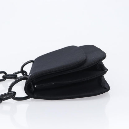 Prada Plastic Chain Flap Bag Canvas, Black, Cotton, Shoulder Bag