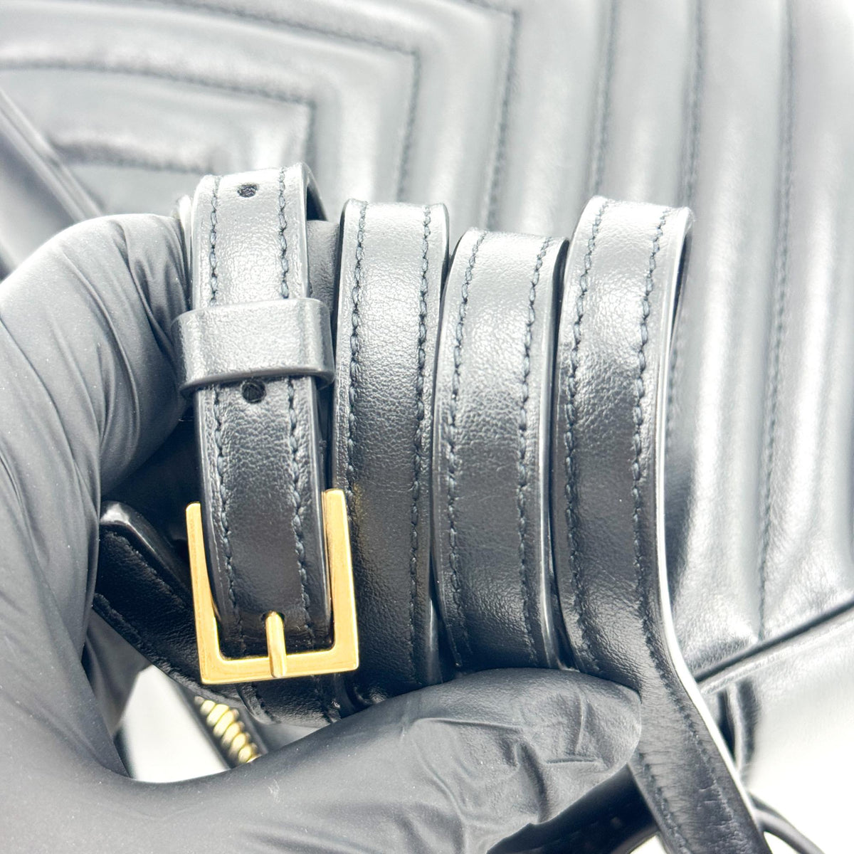 Saint Laurent Lou Camera Matelasse Chevron Leather, Black, Calfskin, Handbag