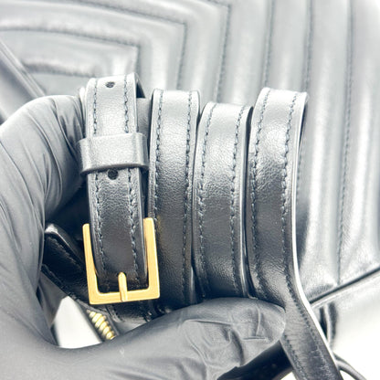 Saint Laurent Lou Camera Matelasse Chevron Leather, Black, Calfskin, Handbag