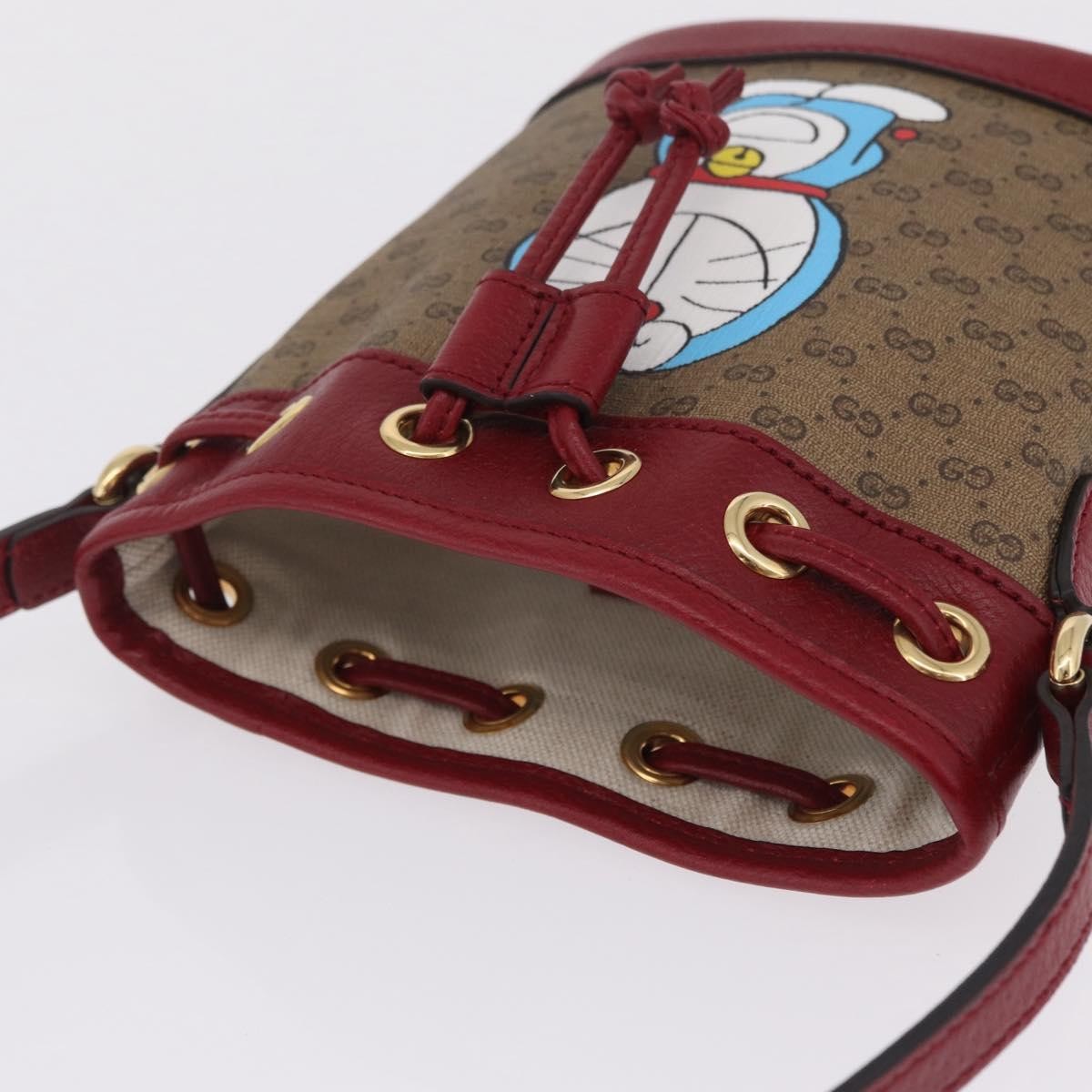 Gucci Doraemon Bucket Printed Mini GG Coated Canvas, Beige, Canvas, Handbag