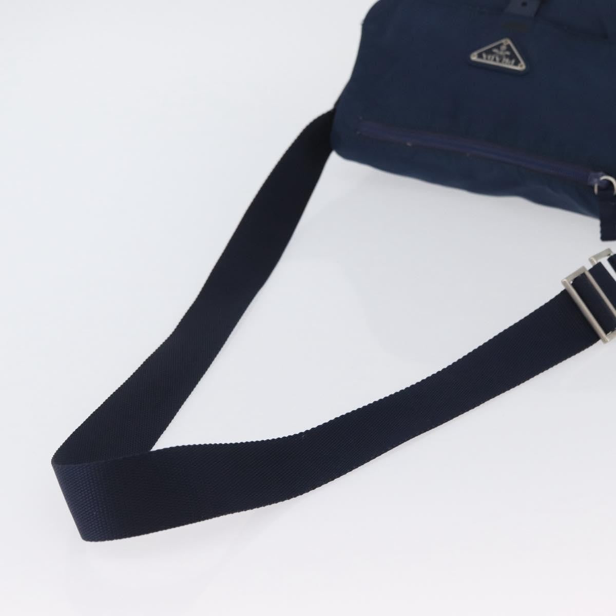 Prada Buckle Messenger Tessuto, Navy, Nylon, Handbag