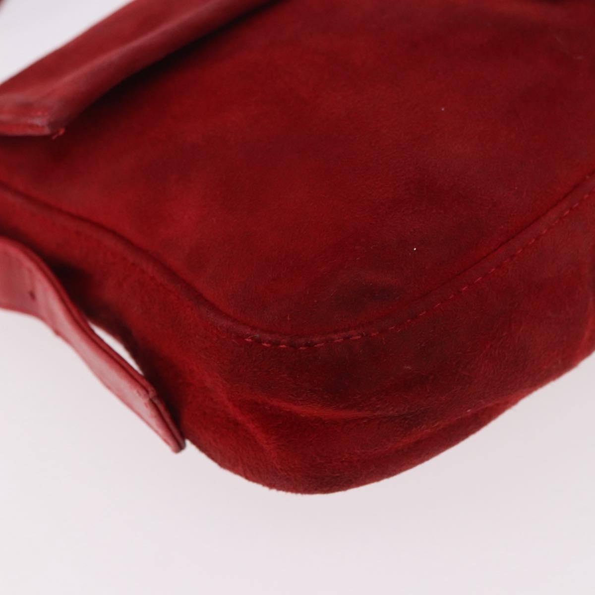 Fendi Baguette Leather, Red, Suede, Shoulder Bag
