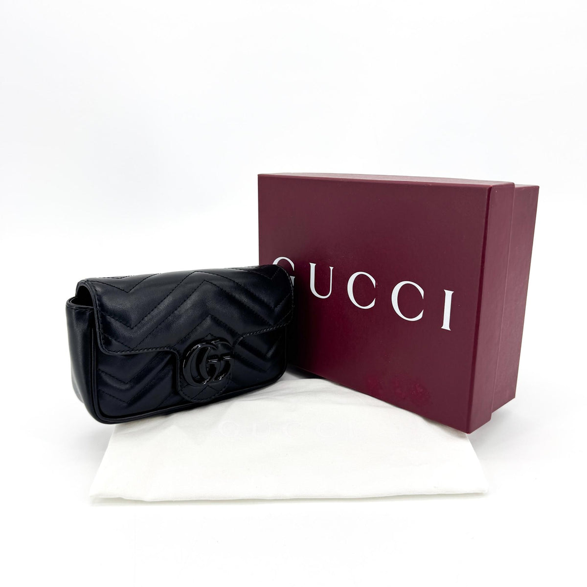 Gucci GG Marmont Flap Matelasse Leather, Black, Leather, Handbag