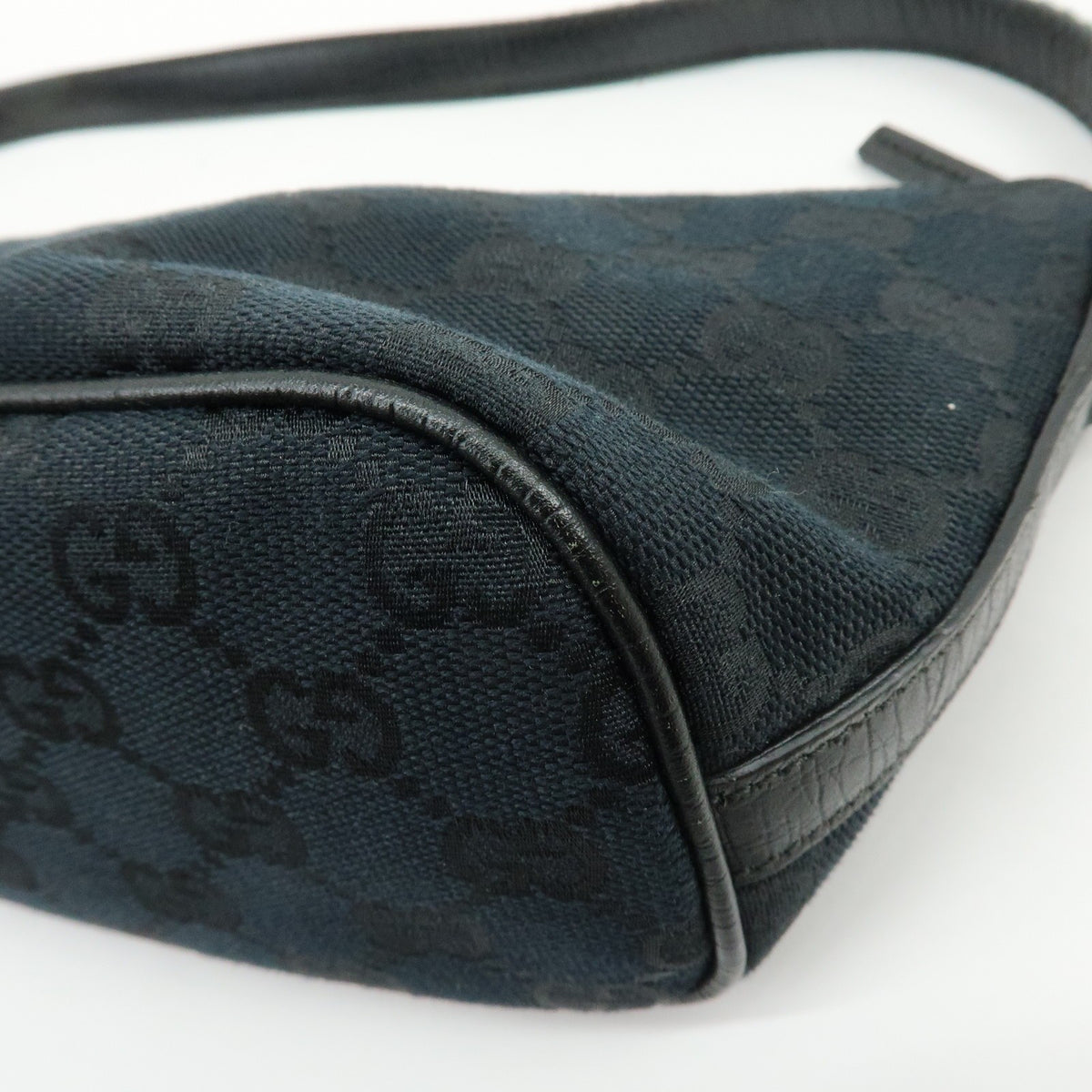 Gucci Boat Pochette GG Denim, Black, Canvas, Clutch