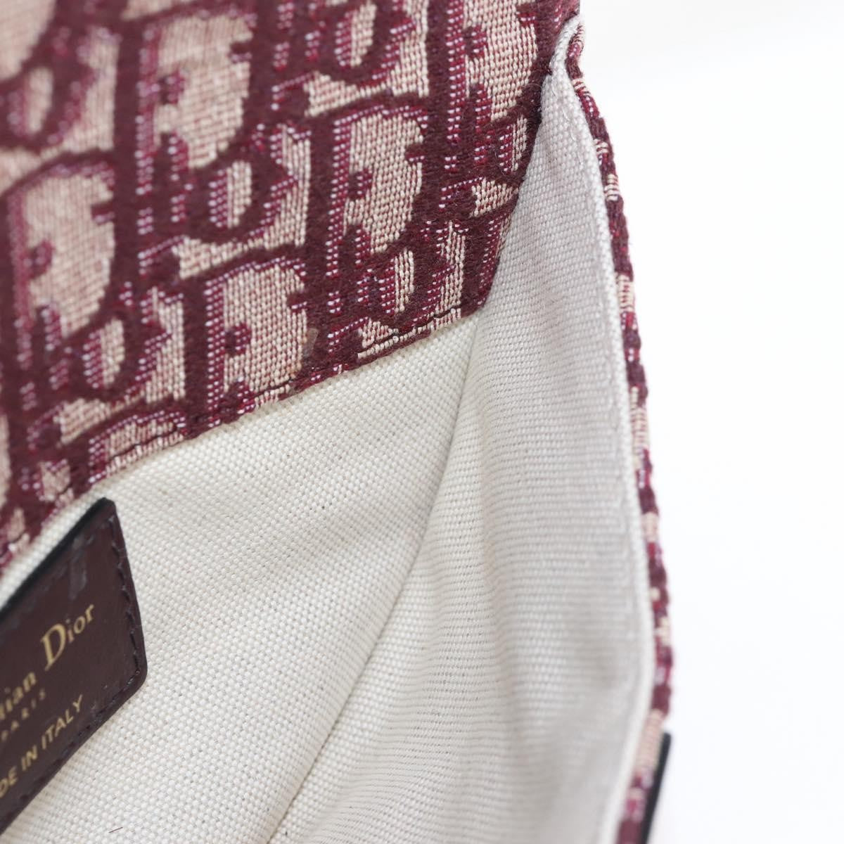 Christian Dior Saddle Belt Oblique Canvas, Burgundy, Canvas, Handbag