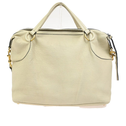 Gucci Twill Satchel Leather, White, Leather, Shoulder Bag