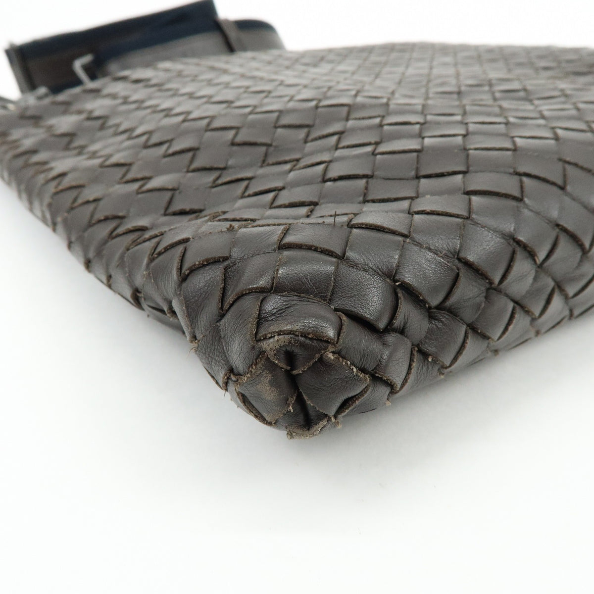 Bottega Veneta Flat Messenger Intrecciato Nappa, Brown, Leather, Handbag
