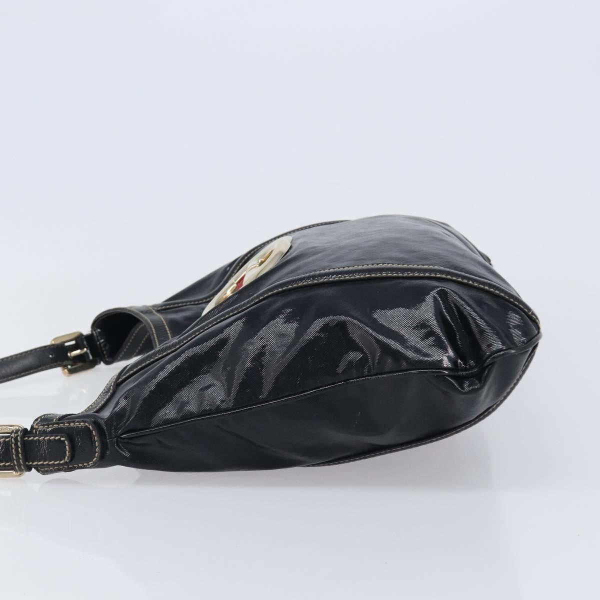 Gucci Britt Web Hobo Dialux Coated Canvas, Black, Canvas, Shoulder Bag