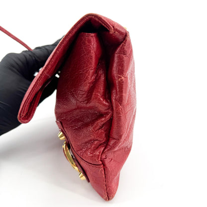 Balenciaga Classic Studs Envelope Strap Clutch Leather, Red, Leather, Clutch