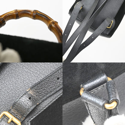 Gucci Vintage Bamboo Suede, Black, Suede, Backpack