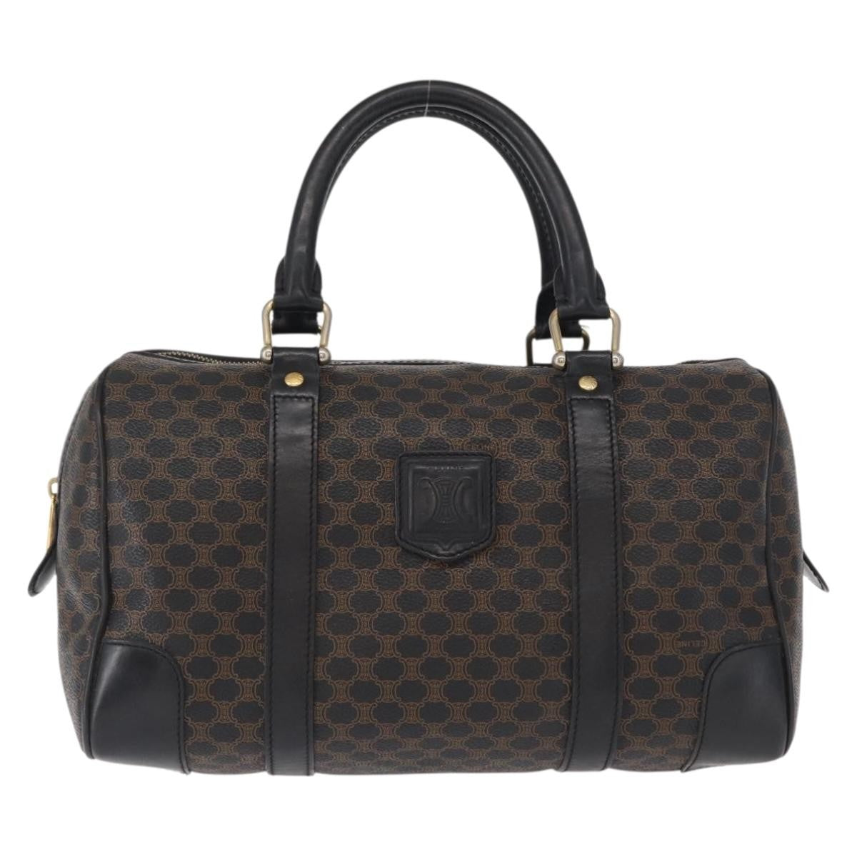 Celine Vintage Duffle Macadam Coated Canvas, Black, Canvas, Handbag