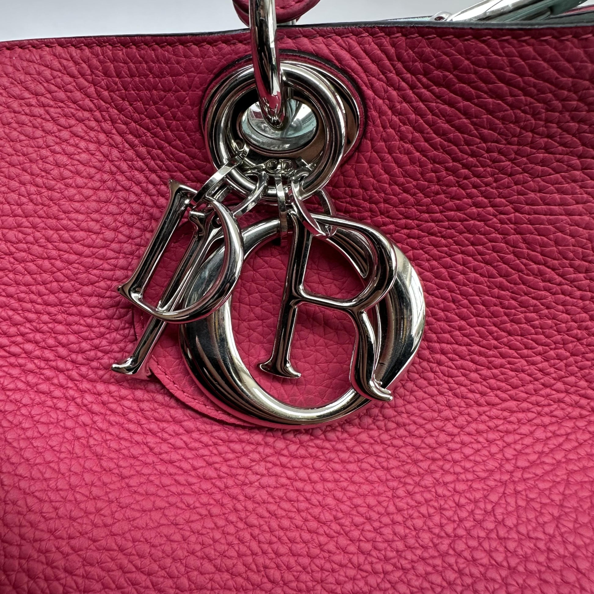 Christian Dior Diorissimo Leather with Sequins, Pink, Leather, Tote Bag