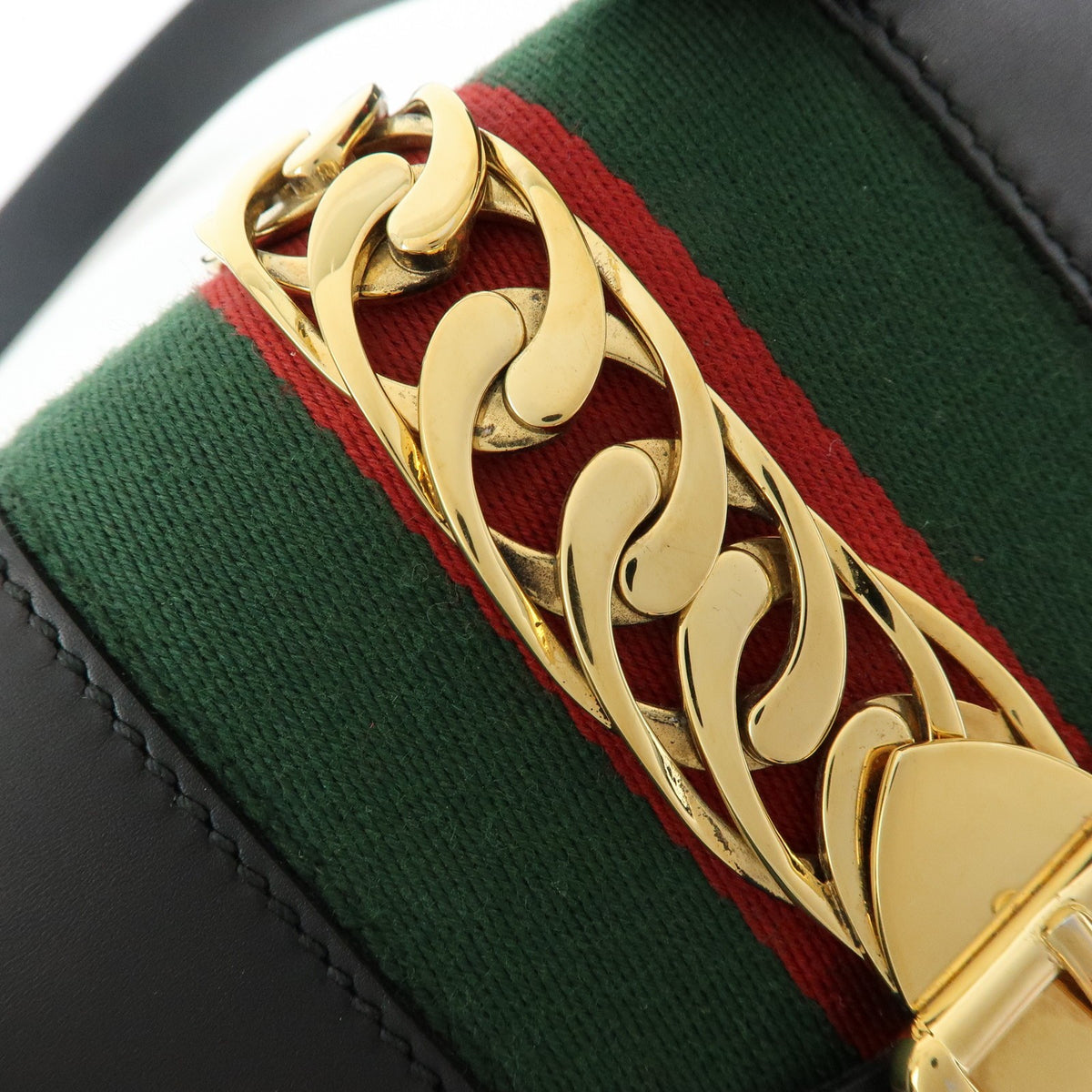 Gucci Sylvie Leather, Black, Leather, Shoulder Bag