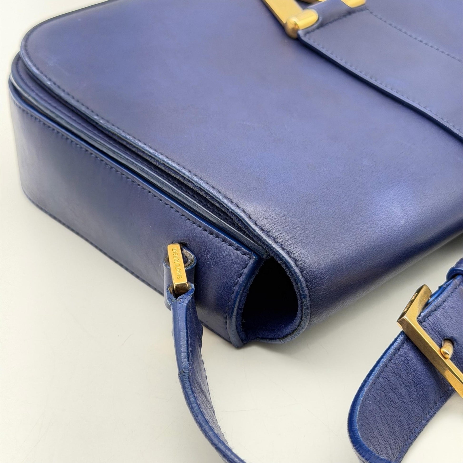 Saint Laurent Chyc Clutch Leather, Blue, Leather, Clutch
