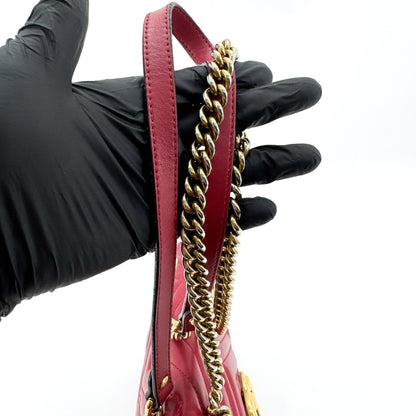 Gucci GG Marmont Flap Chevron Leather, Red, Leather, Shoulder Bag