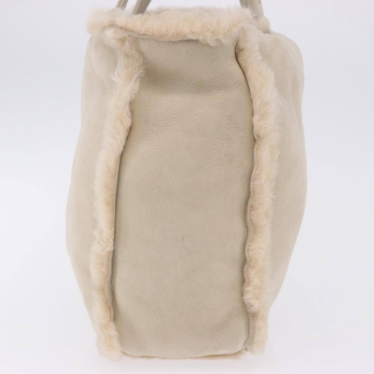 Chanel Vintage East West Tote Shearling and Suede, Beige, Leather, Tote Bag