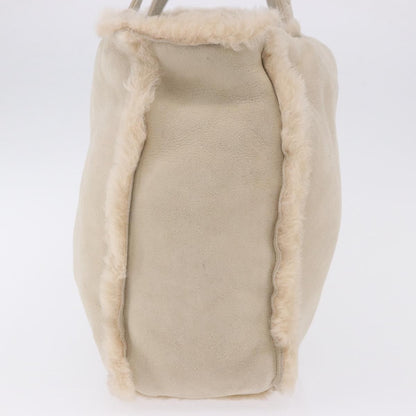 Chanel Vintage East West Tote Shearling and Suede, Beige, Leather, Tote Bag