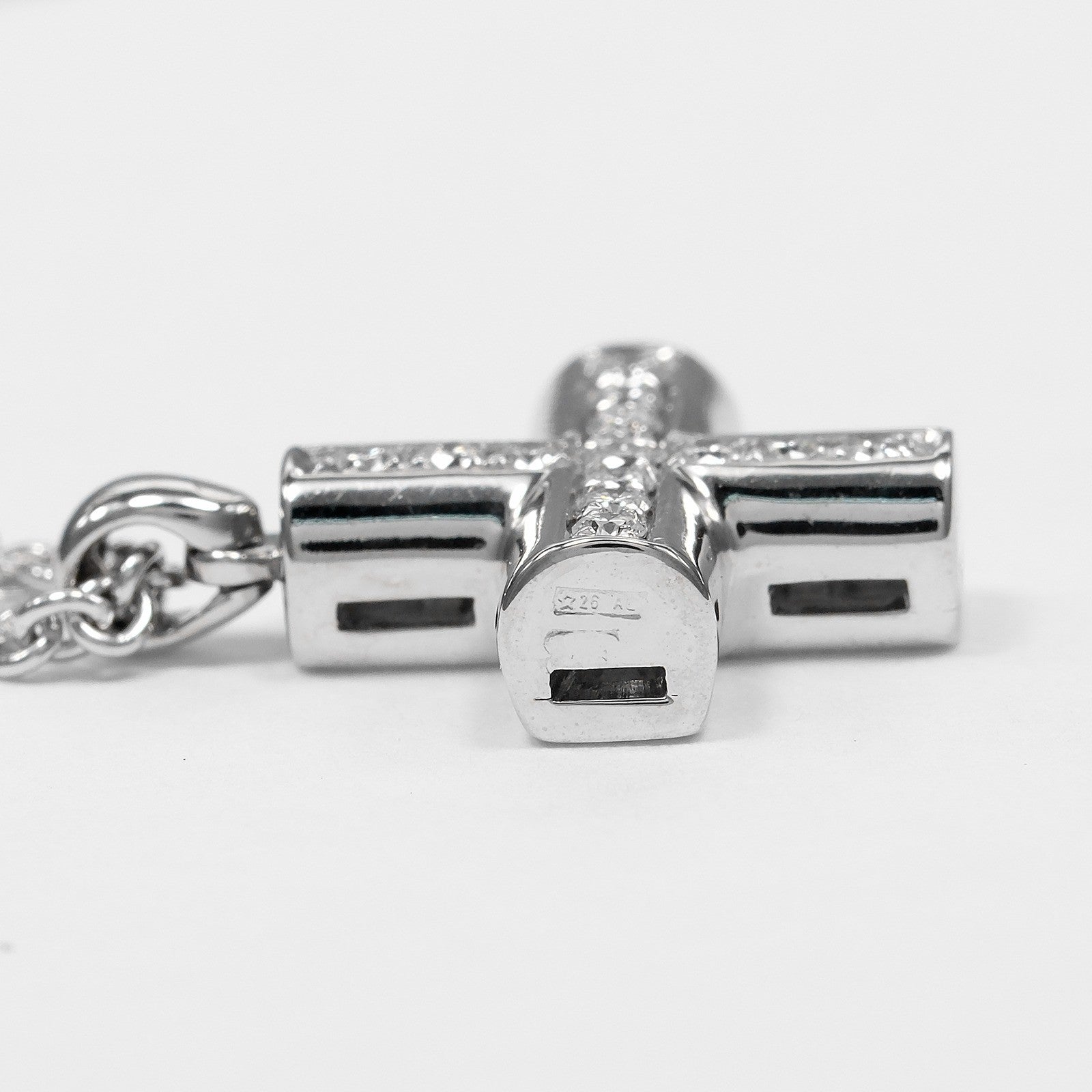 Bvlgari Greek Cross 18K White Gold with Diamonds, Silver, White Gold, Necklace