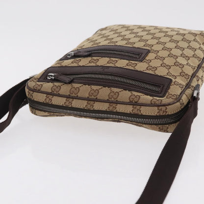Gucci Front Zip Messenger GG Coated Canvas, Beige, Canvas, Crossbody Bag