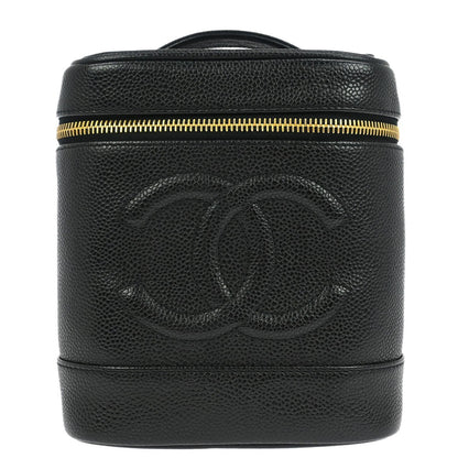 Chanel Vintage Timeless Cosmetic Case Caviar, Black, Leather, Handbag
