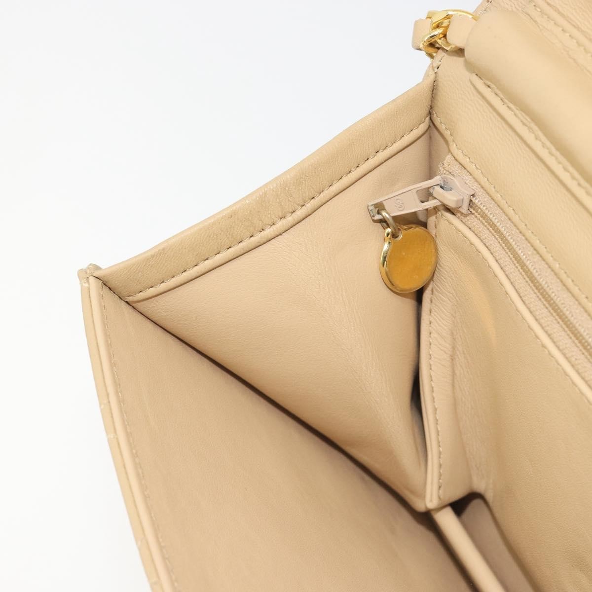 Chanel Vintage Clutch with Chain Quilted Leather, Beige, Leather, Clutch
