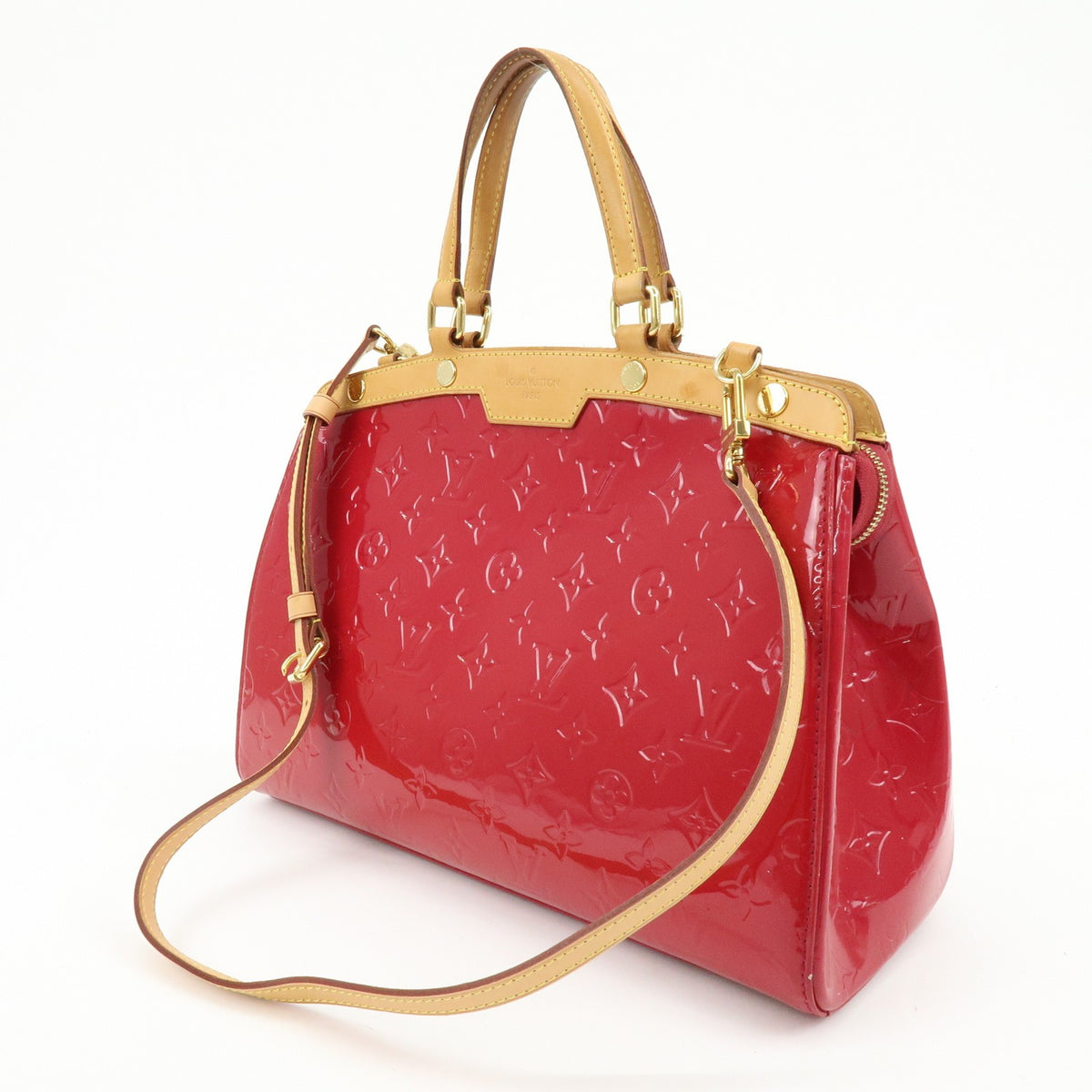 Louis Vuitton Brea Monogram Vernis, Red, Leather, Handbag