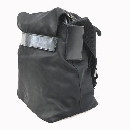Prada Buckle Messenger Tessuto, Black, Nylon, Handbag