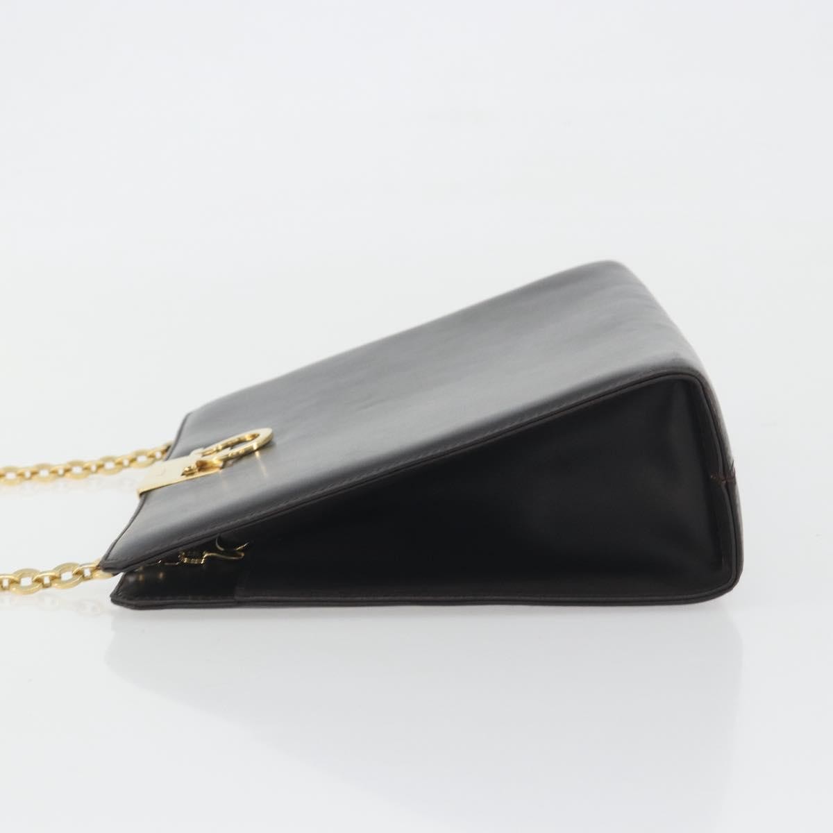 Salvatore Ferragamo Vintage Gancini Chain Leather, Brown, Leather, Shoulder Bag