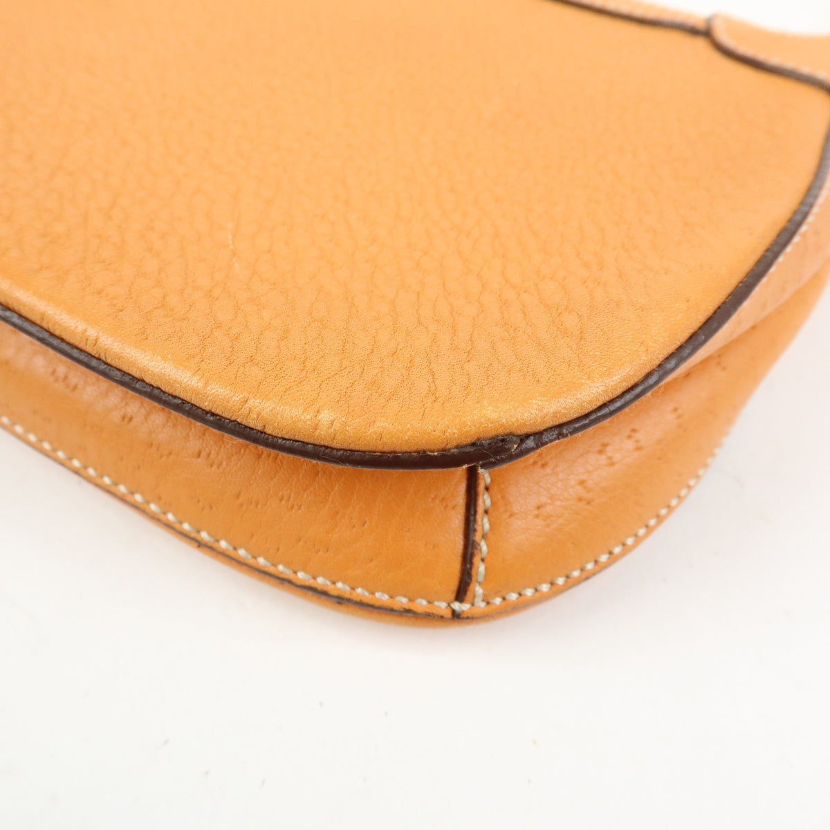 Salvatore Ferragamo Gancini Top Handle Leather, Orange, Leather, Handbag