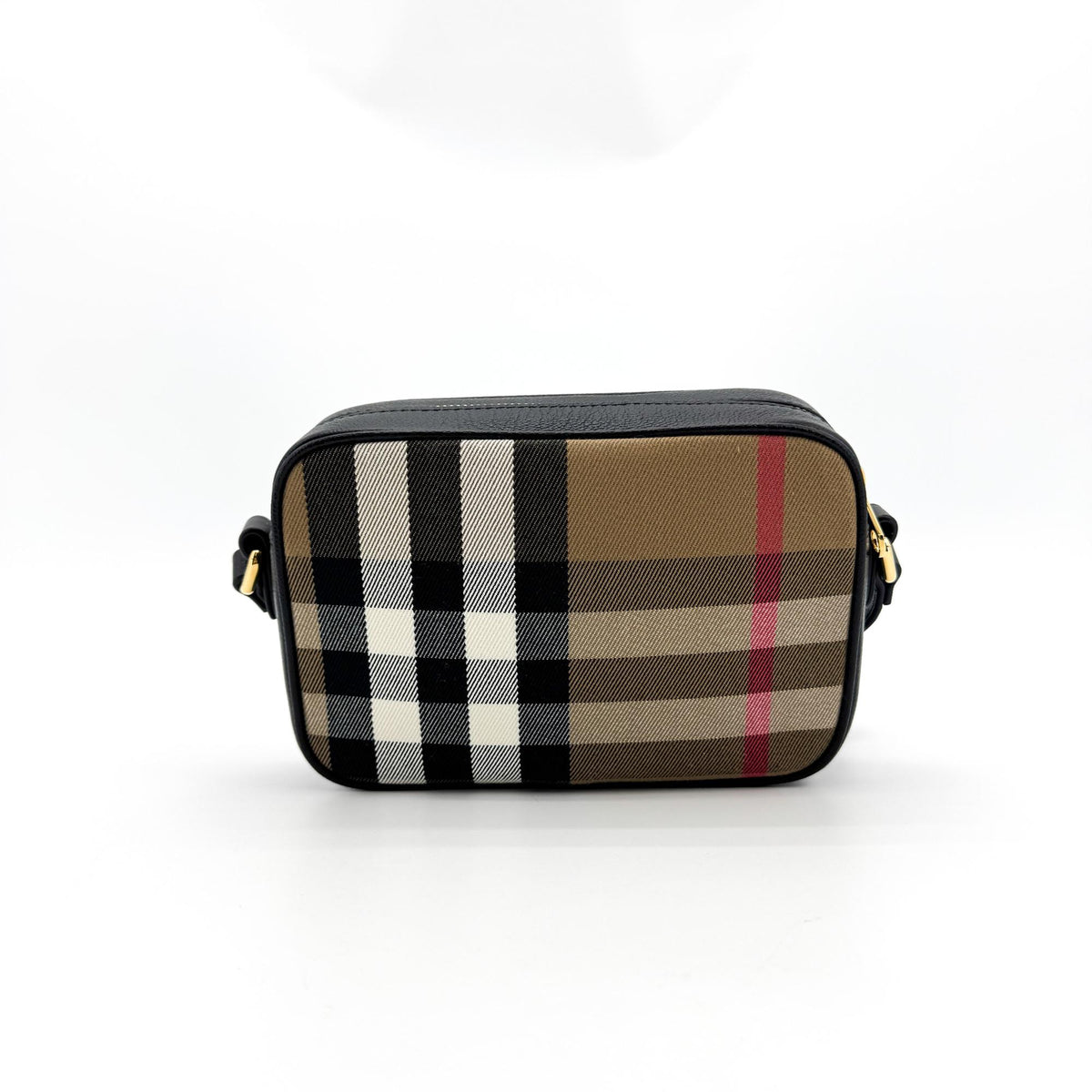 Burberry Camera Vintage Check Canvas, Black, Canvas, Handbag