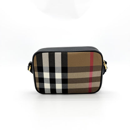 Burberry Camera Vintage Check Canvas, Black, Canvas, Handbag