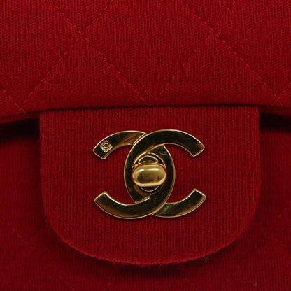Chanel Vintage Classic Double Flap Bag Quilted Wool, RED, COTTON, Shoulder bag