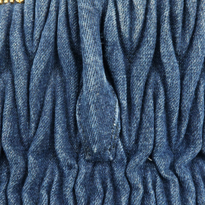 Miu Miu Convertible Matelasse Denim, Blue, Denim, Tote Bag