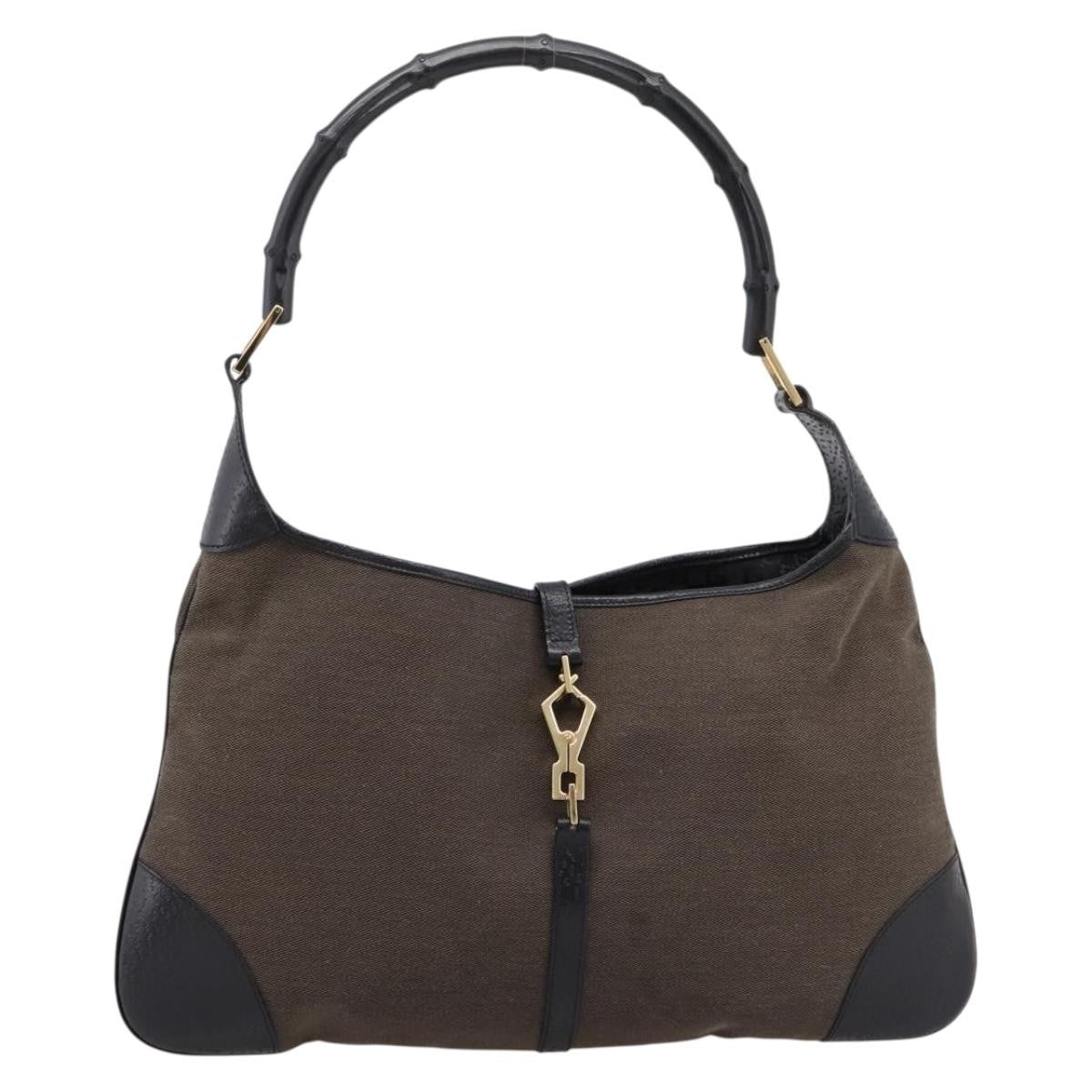 Gucci Bamboo Jackie Leather, Brown, Canvas, Handbag