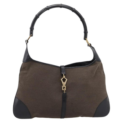 Gucci Bamboo Jackie Leather, Brown, Canvas, Handbag