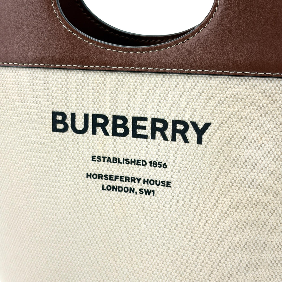 Burberry Pocket Bucket Canvas with Leather, Black, Canvas, Handbag