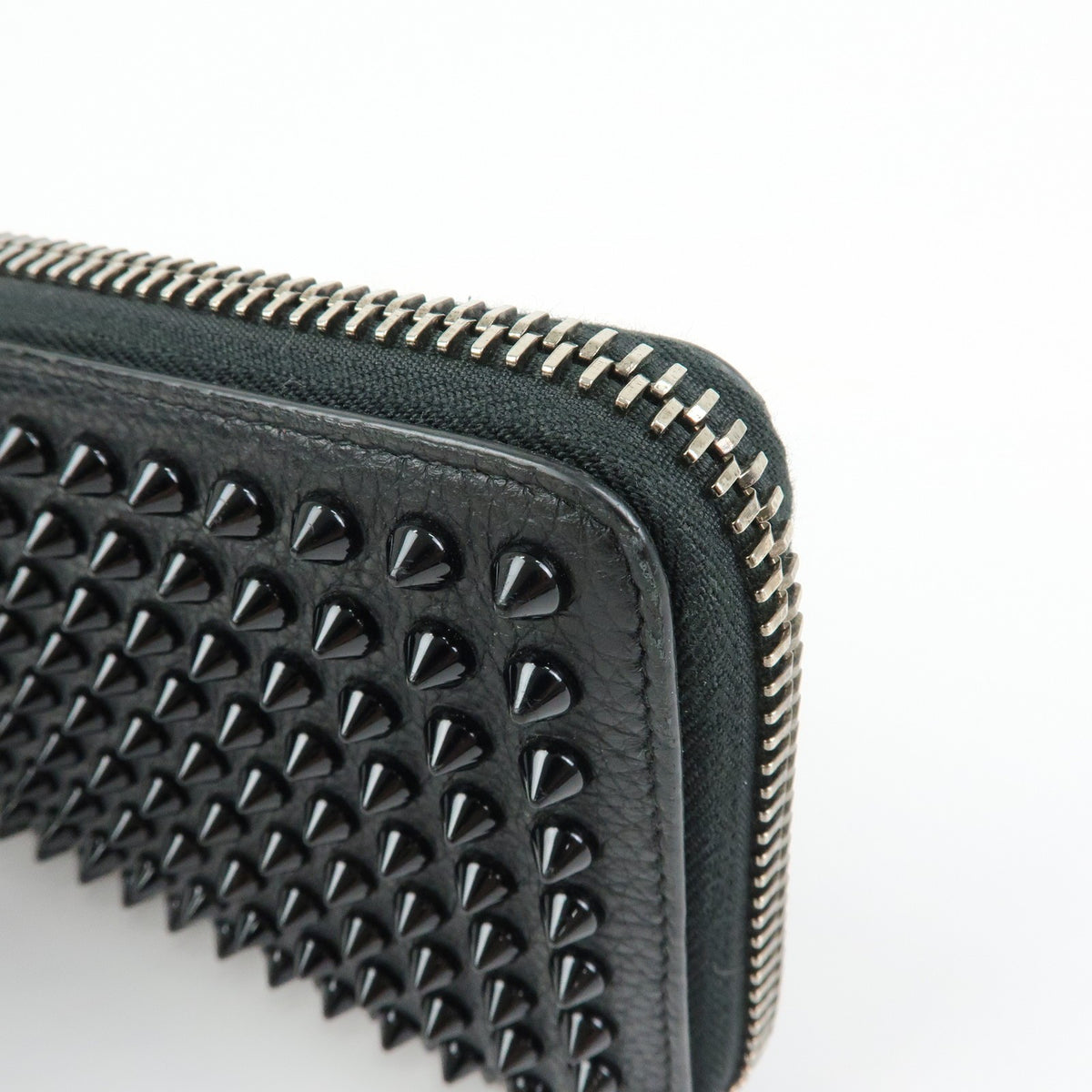 Christian Louboutin Panettone Spiked Leather, Black, Leather, Wallet
