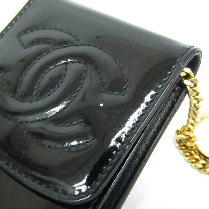Chanel Key Pouch Patent, Black, Leather, Clutch
