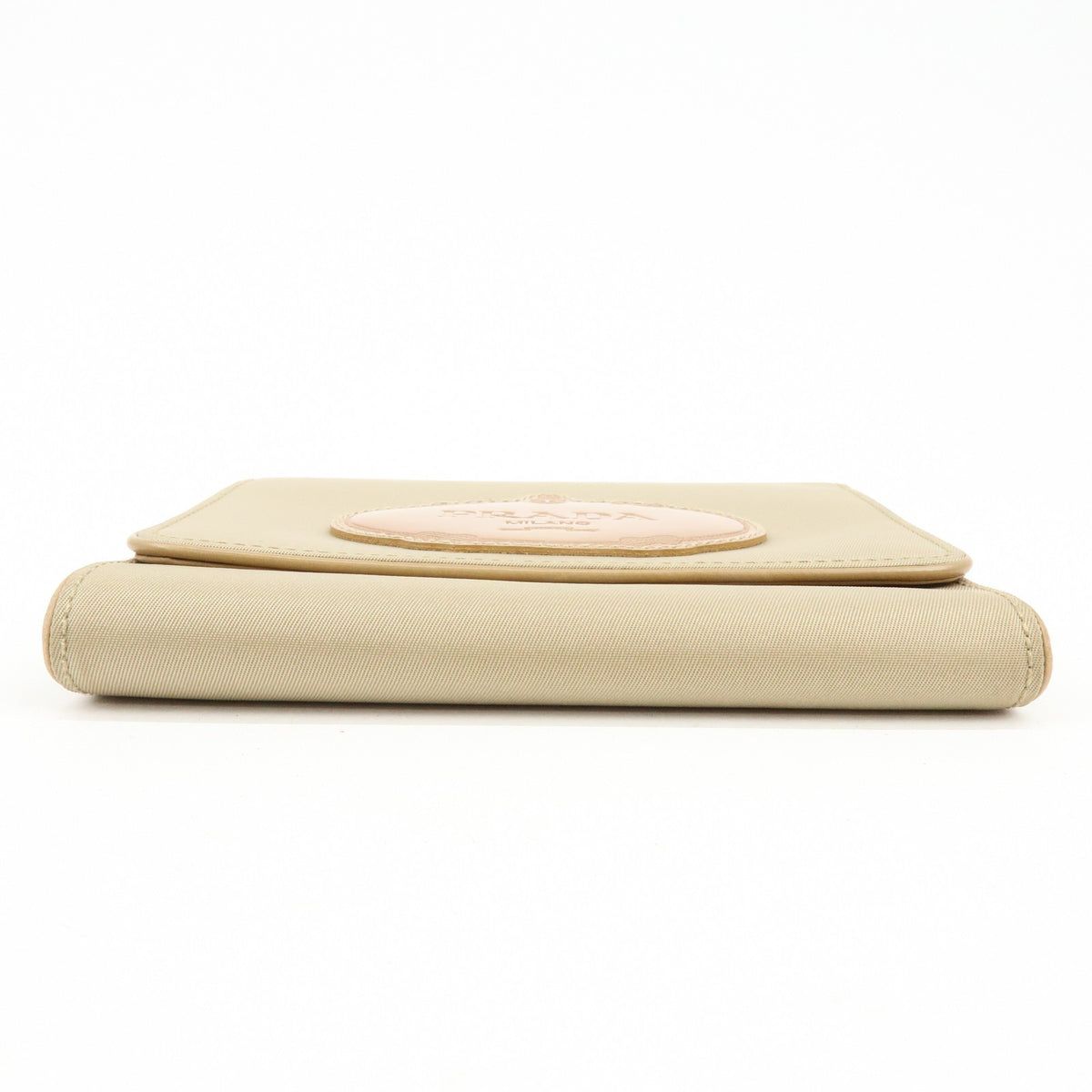 Prada Trifold Compact Saffiano Leather, Beige, Nylon, Wallet