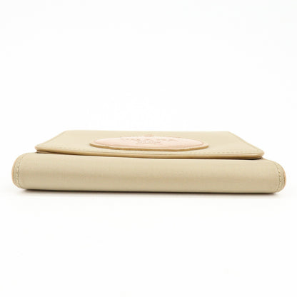 Prada Trifold Compact Saffiano Leather, Beige, Nylon, Wallet