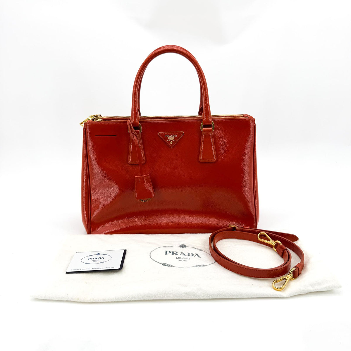 Prada Galleria  Strap leather, Red, Leather, Handbag