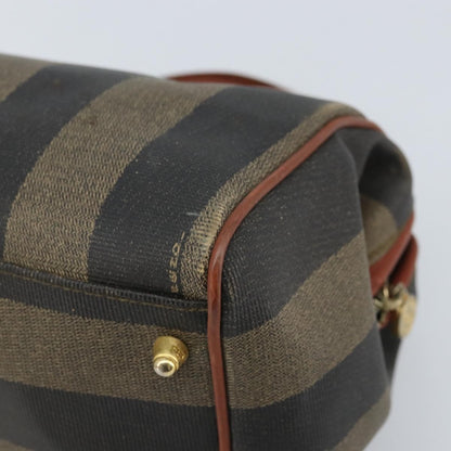Fendi Vintage Pequin Convertible Boston Coated Canvas, Brown, Canvas, Handbag