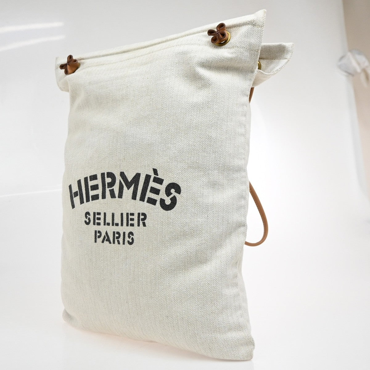 Hermes Aline Toile, Beige, Cotton, Handbag
