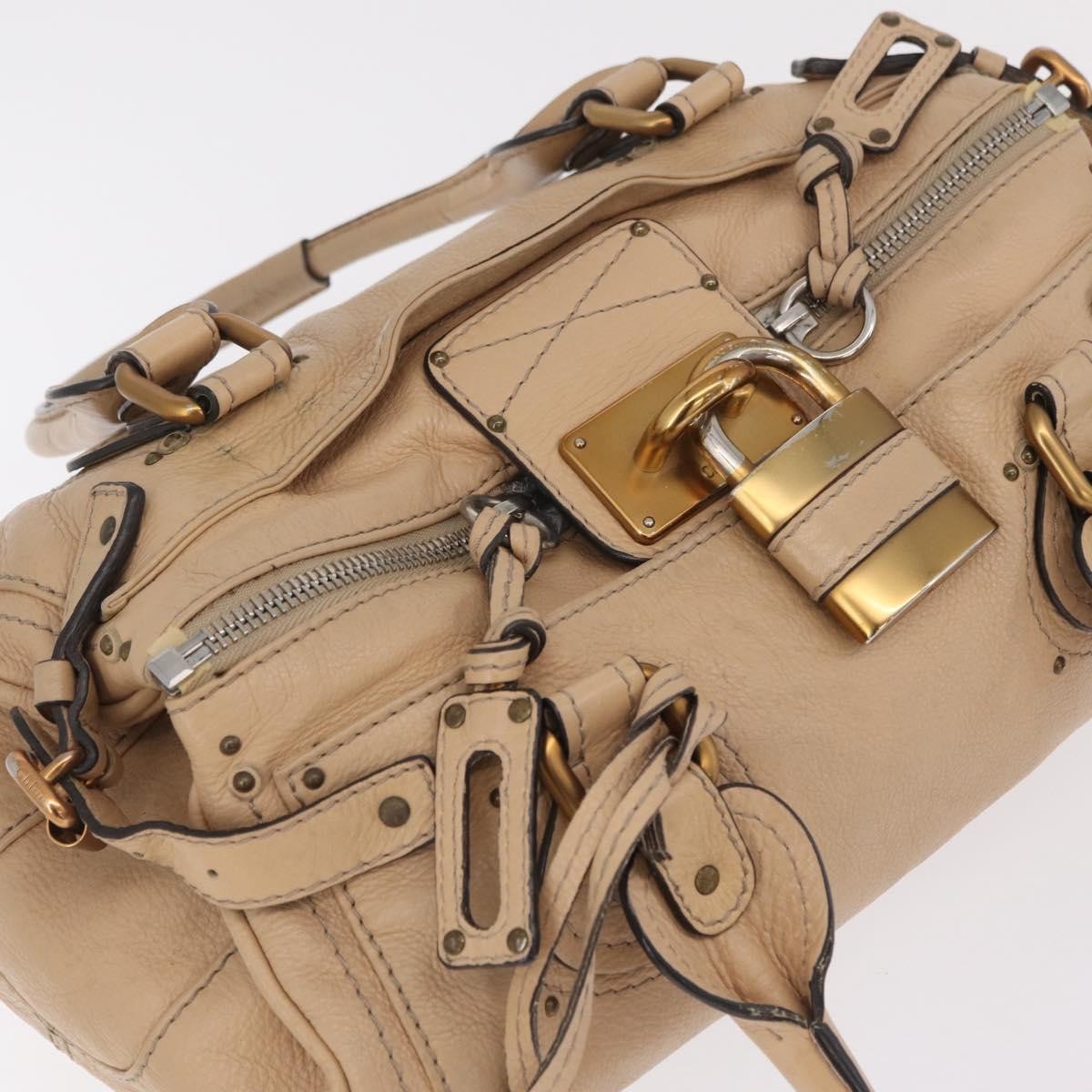 Chloe Paddington Lock Leather, Beige, Leather, Handbag